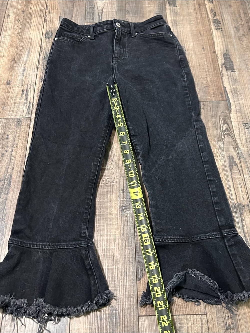 Topshop Moto Dree Cropped Kick Flare Jean Size 26 High Rise Stretch Exposed Zip - Picture 5 of 9